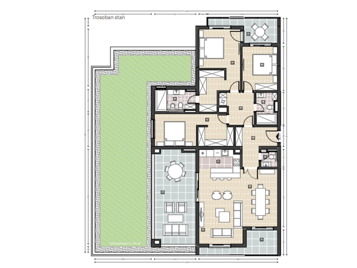 3-Schlafzimmer-Wohnungen, 96–151 m², 100 m vom Strand Šušanj — neue Anlage, Bar 9