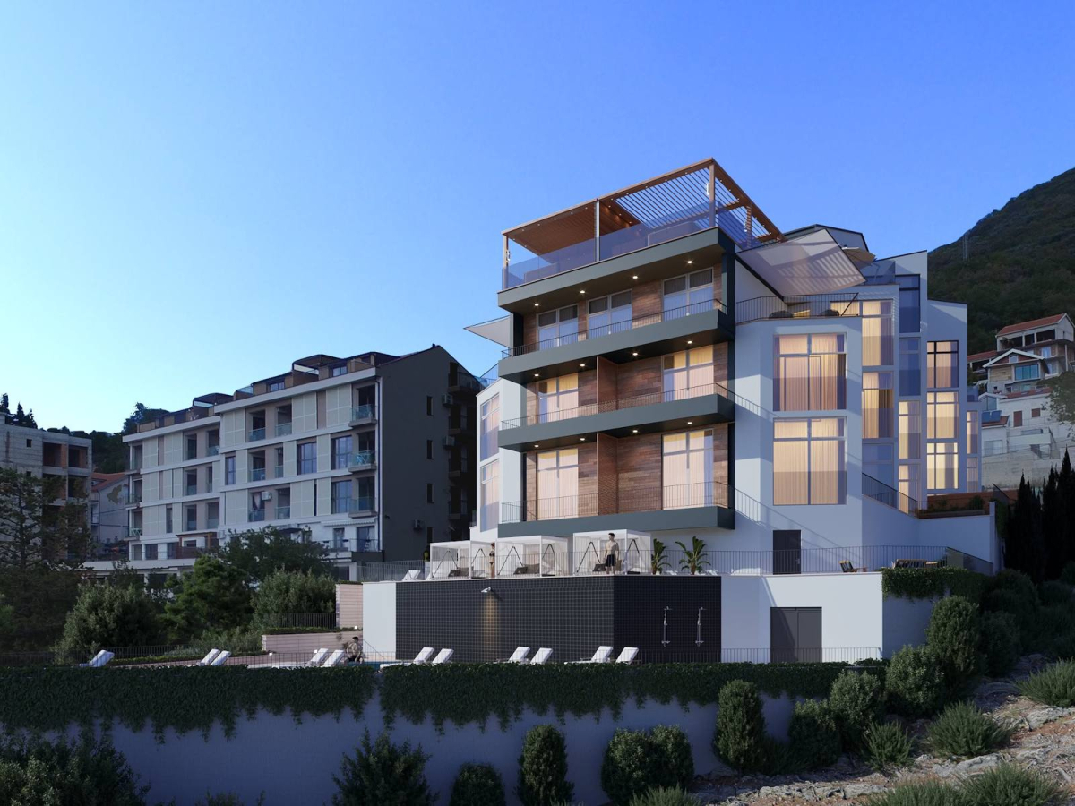 Furnished 2-bedroom apartment 55 m² with parking and pool, Panorama complex — Mažina, Tivat 2