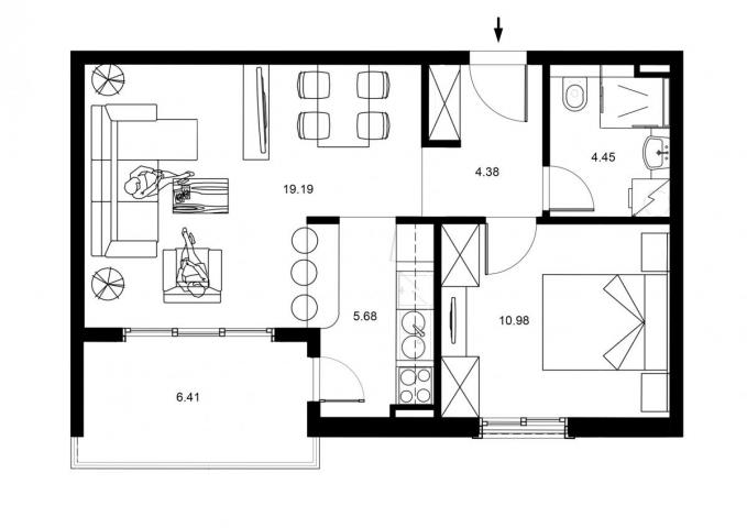 One bedroom apartment for sale 51m2 in Becici