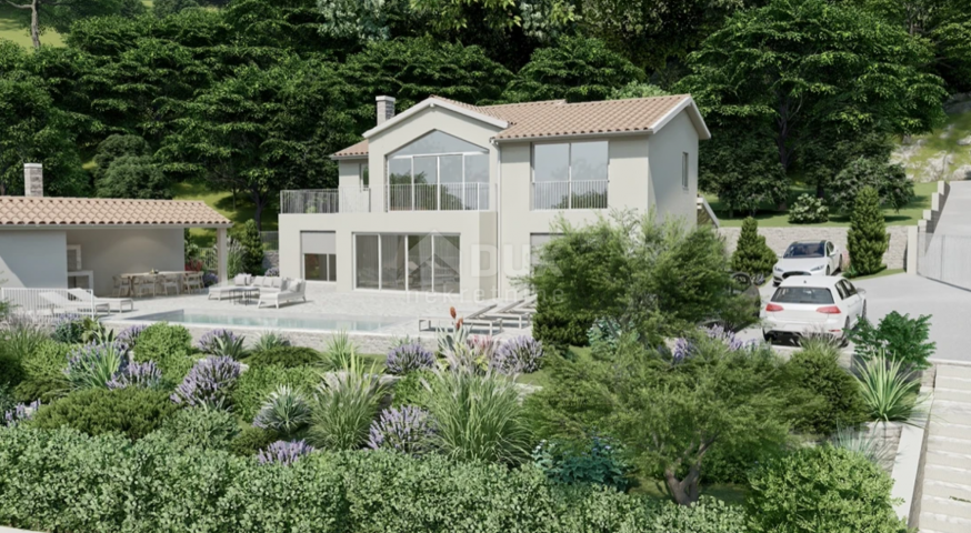 OPATIJA, LOVRAN, IKA - villa 230 m2 s panoramskim pogledom na more i bazenom + uređena okućnica 930 