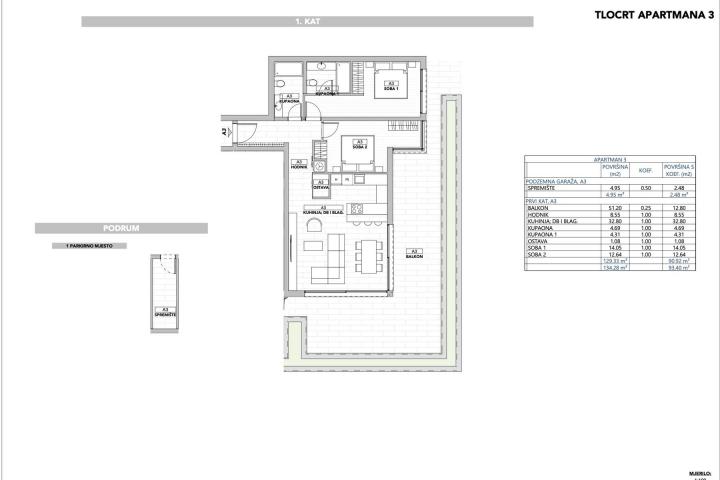 Opatija, trosoban stan s pogledom na cijeli Kvarner, NKP 93, 40 m2