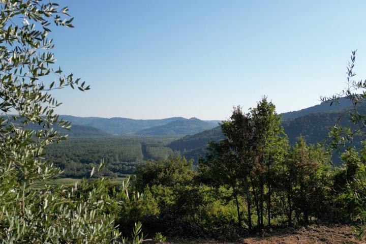 Istra, Motovun, građevinsko zemljište s pogledom na povijesne gradove 