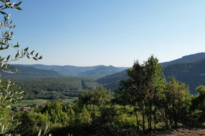 Istra, Motovun, građevinsko zemljište s pogledom na povijesne gradove 