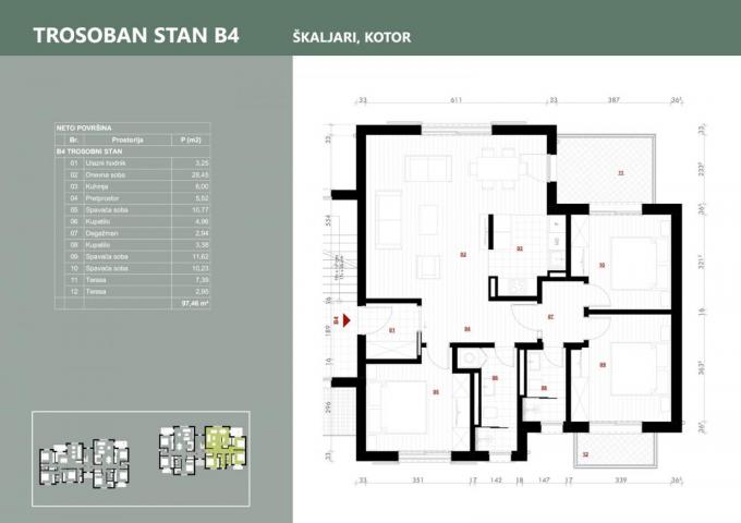 Three-bedroom apartment for sale-Kotor