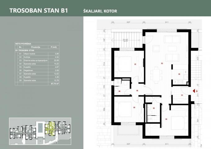 Three-bedroom apartment for sale-Kotor