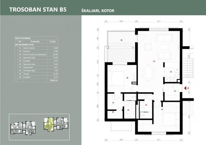 Three-bedroom apartment for sale-Kotor