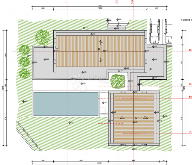 GRUNDSTÜCK ZUR INVESTITION IN BUJA MIT EINEM PROJEKT FÜR 5 VILLEN MIT AUSSICHT