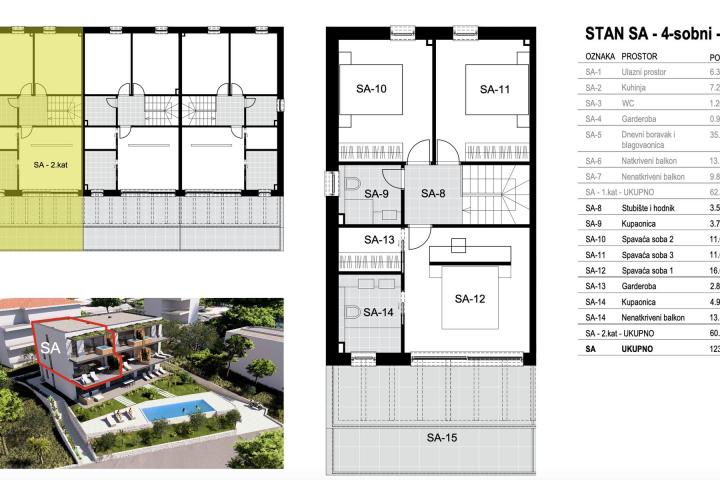 Šibenik-okolica, stan 141, 6m2 zgrda s bazenom  na 50m od mora