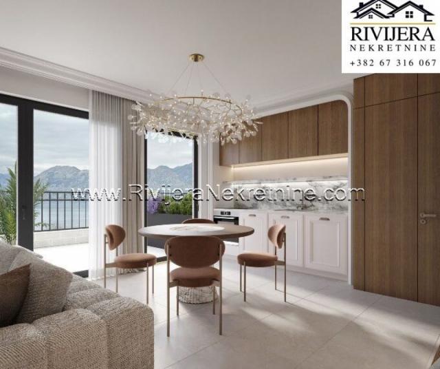 For sale luxury three-bedroom apartment with a pool in Dobrota Kotor