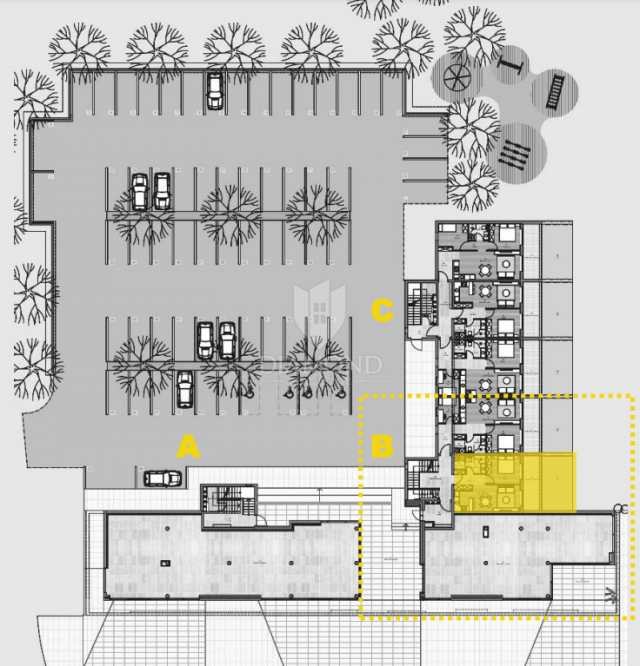 Labin, one-room apartment with a garden on the ground floor of a new building