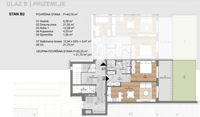 Labin, one-room apartment with a garden on the ground floor of a new building