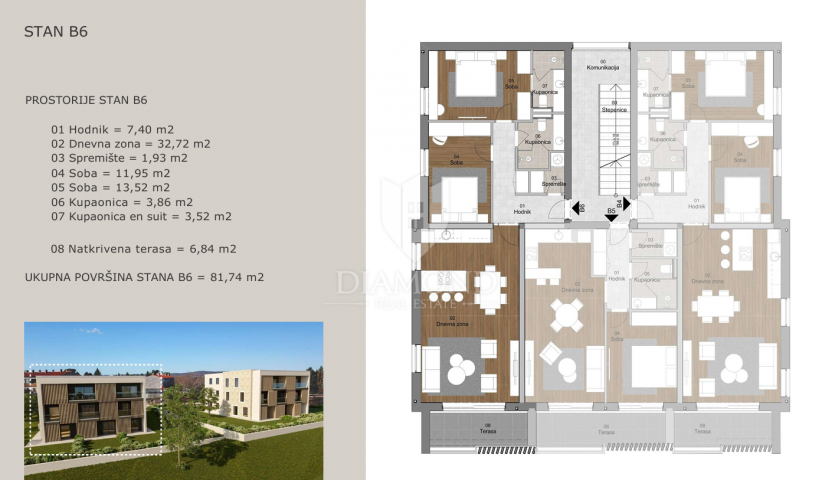 Labin, luxury apartment in a new building with a sea view