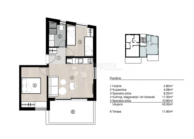 Flat Povljana, 64,36m2