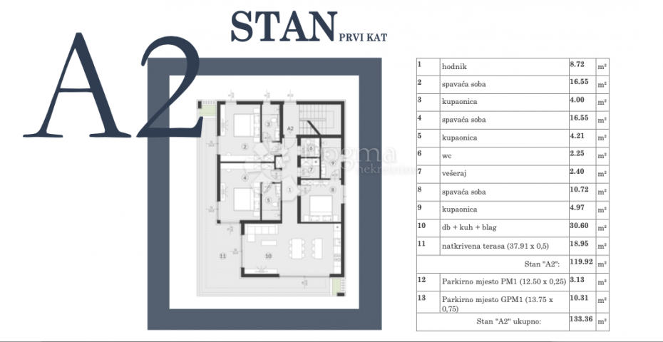 Flat Medulin, 140,22m2