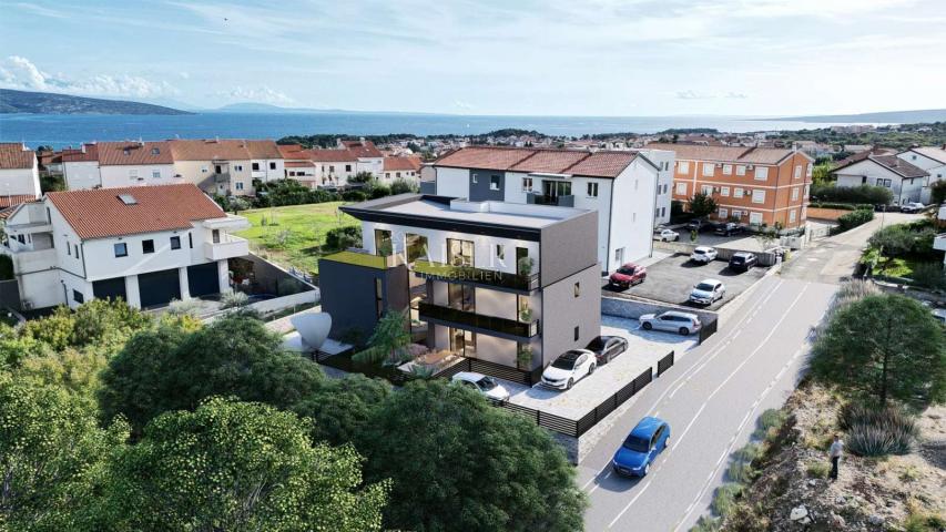 Krk, Otok Krk- luksuzan apartman 65m2 s okućnicom