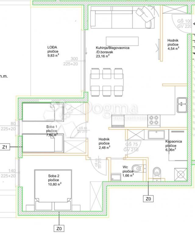 Wohnung Čiovo, Trogir, 56,14m2