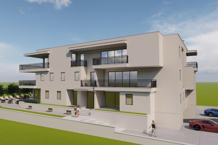 Istra, Umag, Dvosoban stan na drugom katu NKP 58, 75 m2, 400 m od mora 