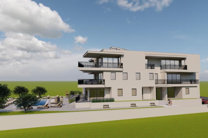 Istra, Umag, Dvosoban stan na drugom katu NKP 58, 75 m2, 400 m od mora 