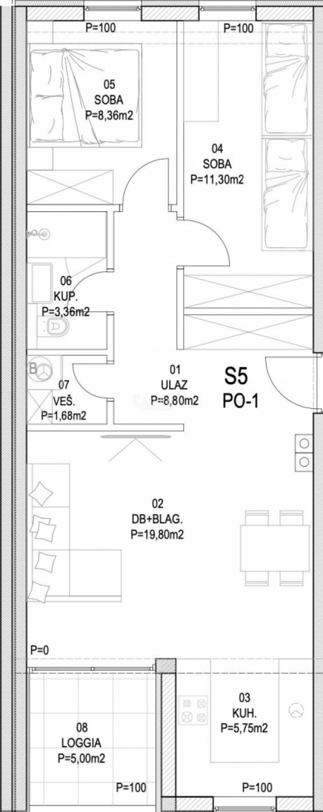 Barban - novogradnja, 2S+DB s terasom, 64 m2