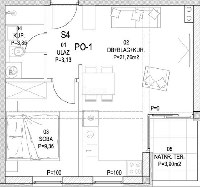 Barban - novogradnja 1S+DB s terasom, 42 m2