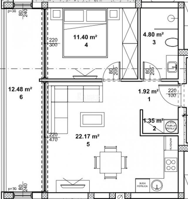 Žminj - Neubau, 1 Schlafzimmer + Wohnzimmer, 51 m2