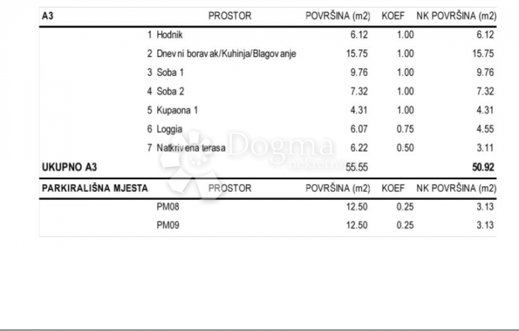 Otok Pag Novalja, novi stan 50, 92m2, 2S+DB, 2. kat