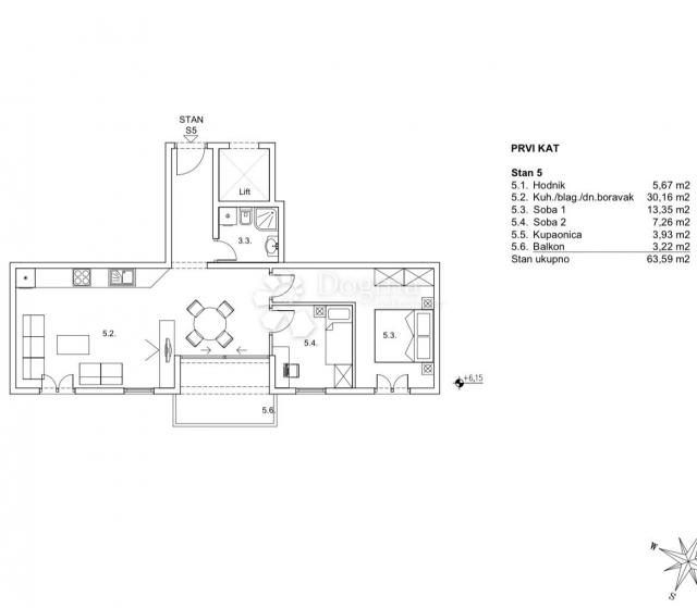 Flat Zamet, Rijeka, 63,59m2