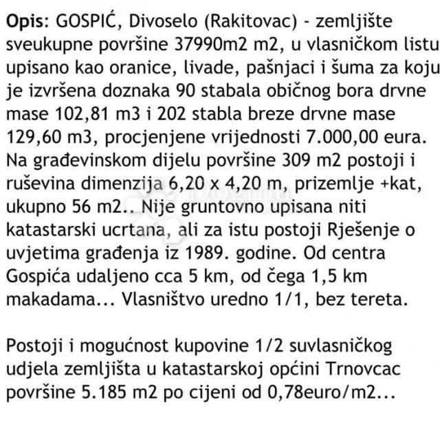 Grundstück Divoselo, Gospić - Okolica, 37.999m2