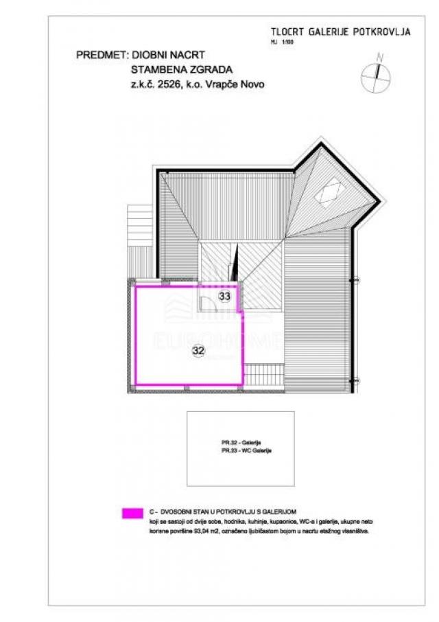 Wohnung Črnomerec, 93,04m2