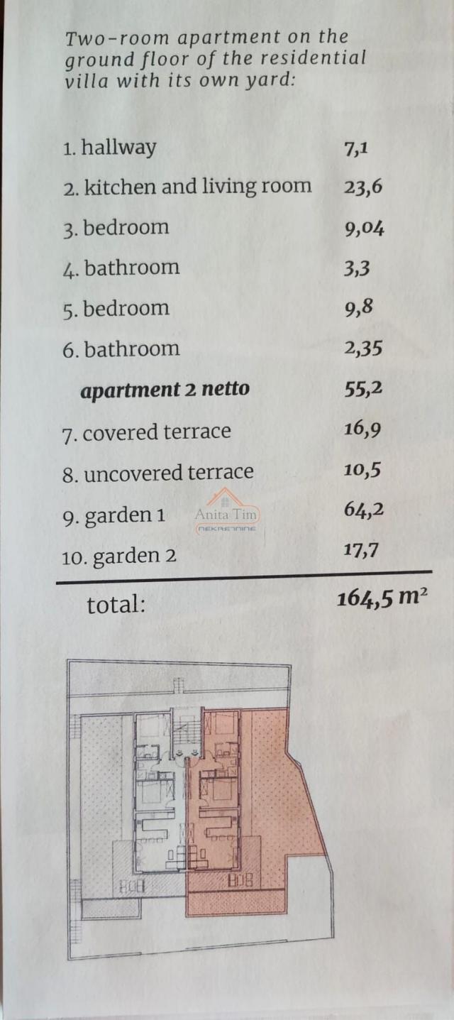  ČIOVO - NOVOGRADNJA, MODERNA URBANA VILA, PRIZEMLJE S VRTOM 