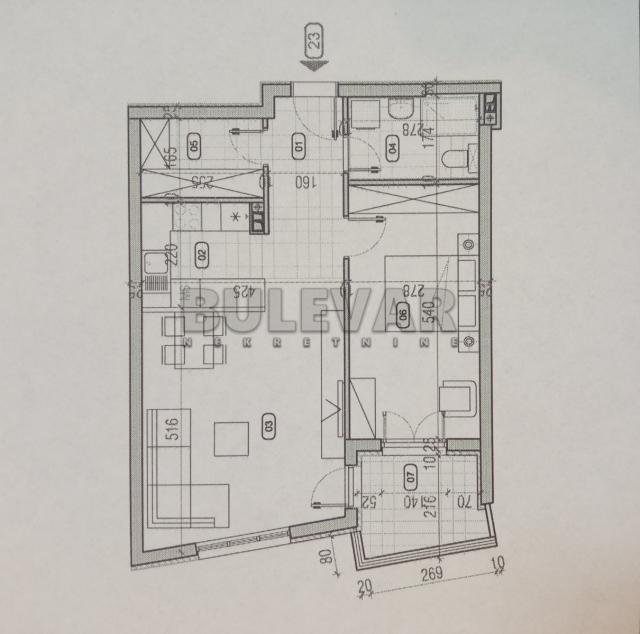 Kragujevac, stan na trećem spratu u ekskluzivnoj zoni 61, 42 m2, u izgradnji