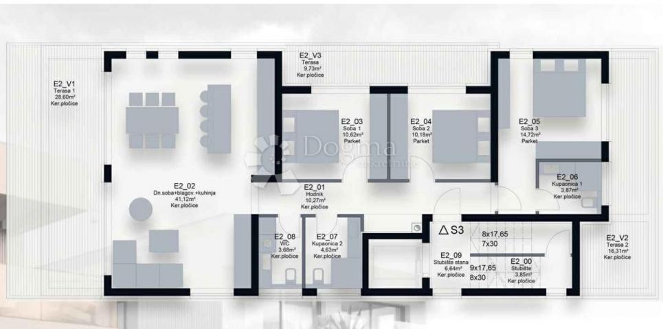 PETRČANE - LUKSUZAN PENTHOUSE S3 NA 2. KATU S KROVNOM TERASOM