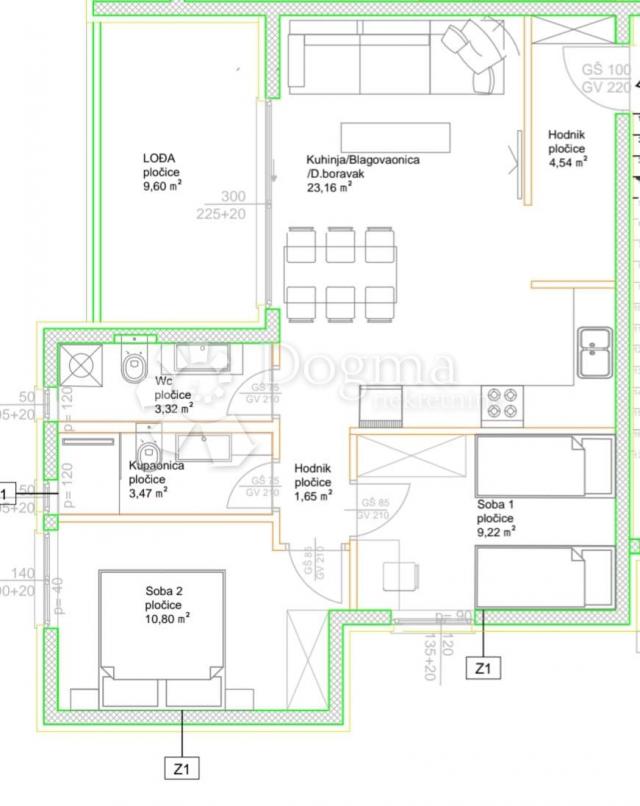 Wohnung Čiovo, Trogir, 56,16m2