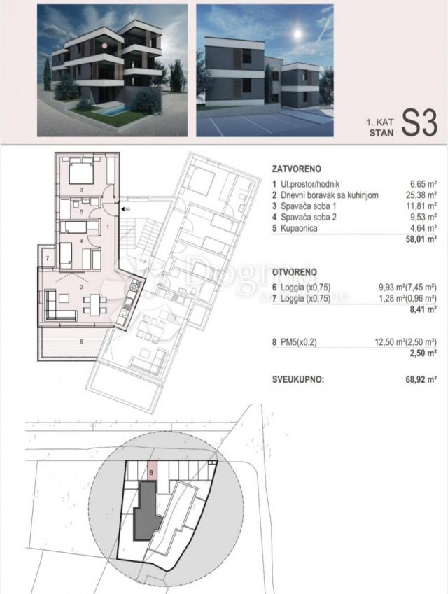 Wohnung Šimuni, Pag, 78,26m2