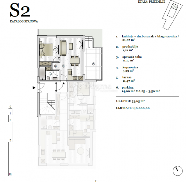 VODICE NOVI PREKRASNI STAN U PRIZEMLJU S2 53, 65 M2