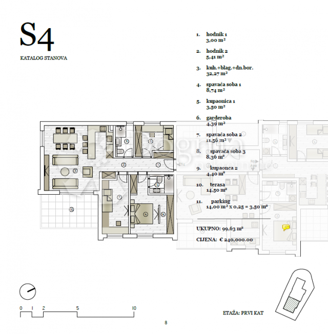 Wohnung Vodice, 83,21m2