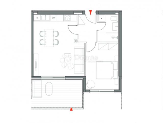 Umag, new building, south-facing apartment, 1 bedroom + bathroom