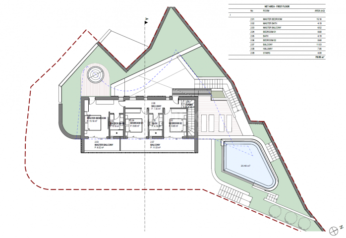 LABIN, SVETA MARINA – Baugrundstück 500m2 mit Meerblick und konzeptionellem Projekt