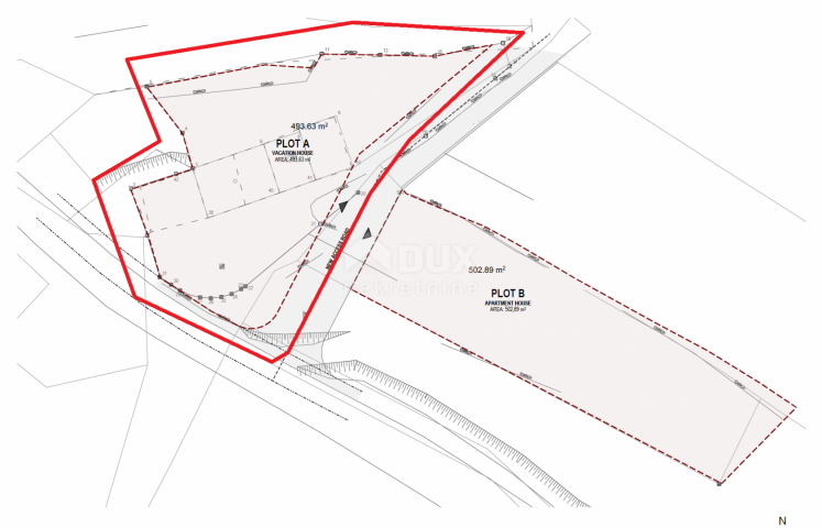 LABIN, SVETA MARINA- građevinsko zemljišto 435m2 sa starom kućom, s pogledom na more i idejnim proje