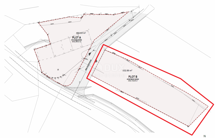 LABIN, SVETA MARINA- građevinsko zemljišto 435m2 sa starom kućom, s pogledom na more i idejnim proje