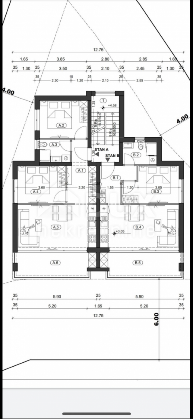 OPATIJA, OPRIĆ - Grundstück mit Meerblick und Projekt für 3 Wohnungen