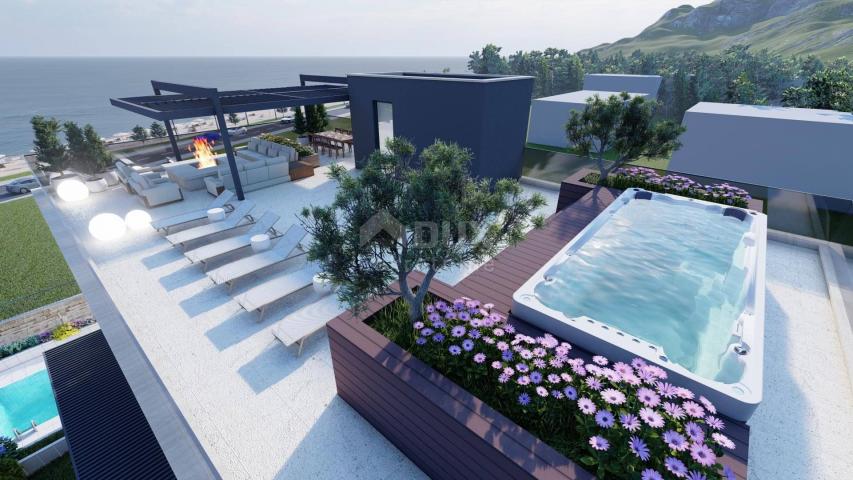 ZADAR, SUKOŠAN – Luxuriöses Apartment mit Swimmingpool im Bau, 1. Reihe zum Meer CS02