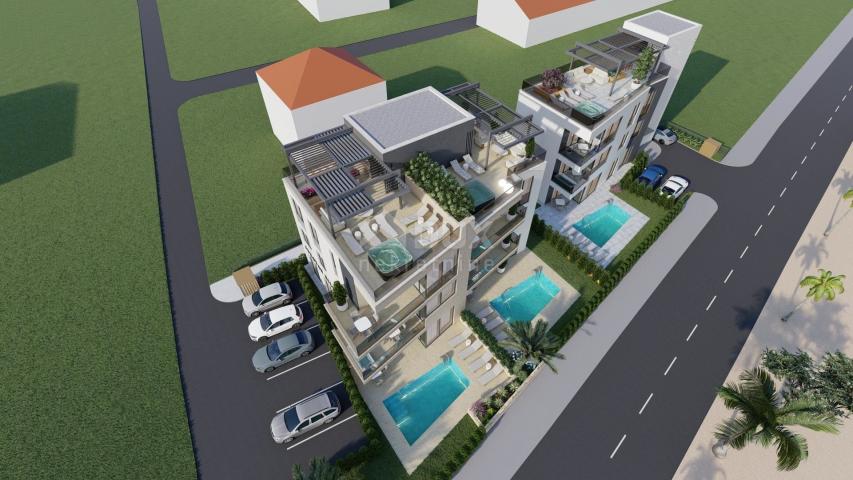 ZADAR, SUKOŠAN – Luxuriöses Apartment mit Swimmingpool im Bau, 1. Reihe zum Meer CS02