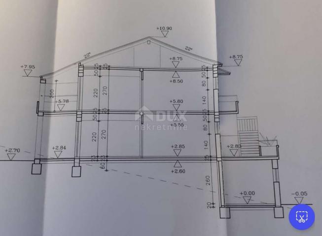 OPATIJA, MATULJI - Grundstück 1372m2 MIT 2 BAUGENEHMIGUNGEN! für 2 Familienhäuser/ 2 Häuser zu vermi