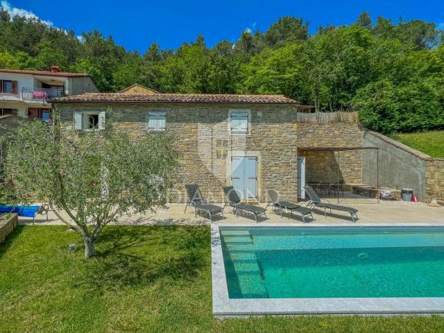 Oprtalj surroundings, designer stone house with swimming pool