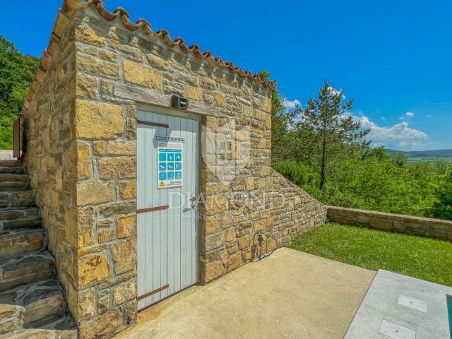 Oprtalj surroundings, designer stone house with swimming pool