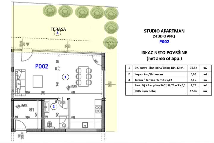 Istra, Medulin - studio aparman u prizemlju 50 m od mora