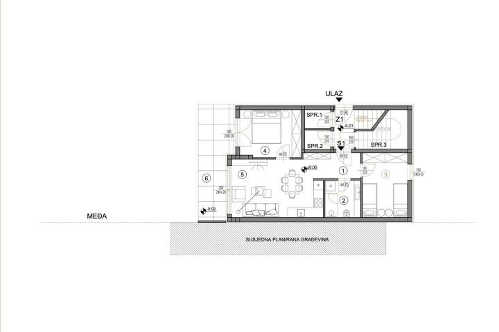 Medulin, širi centar, zgr 10, trosoban stan S1 u prizemlju moderne novogradnje, NKP 85. 33 m2 s vrto