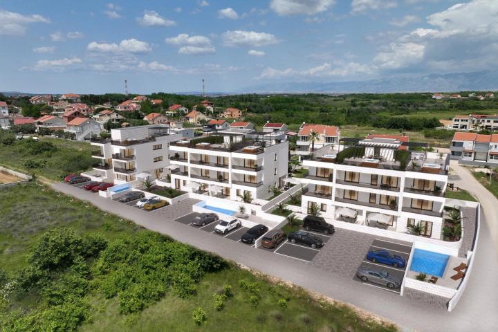 Zadar, Privlaka, novogradnja, luksuzni apartman na prvom katu s pogledom na more NKP 77, 3 m2