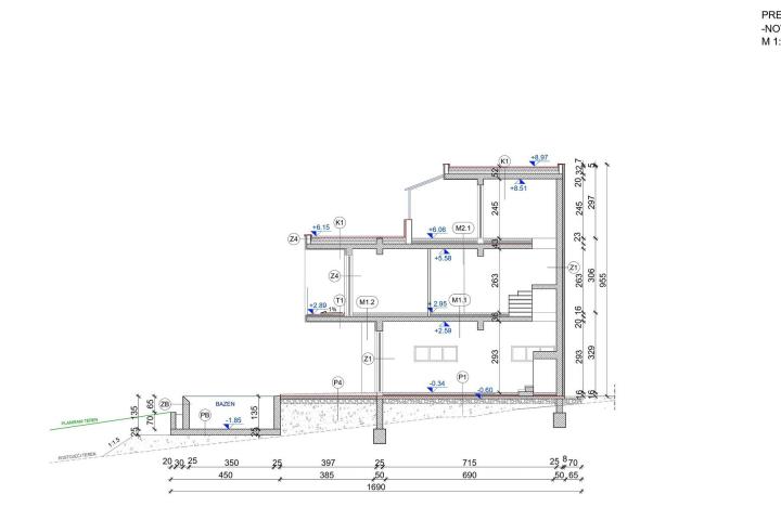 Pula, građevinsko zemljište površine 743 m2 sa započetom gradnjom, pogled na more